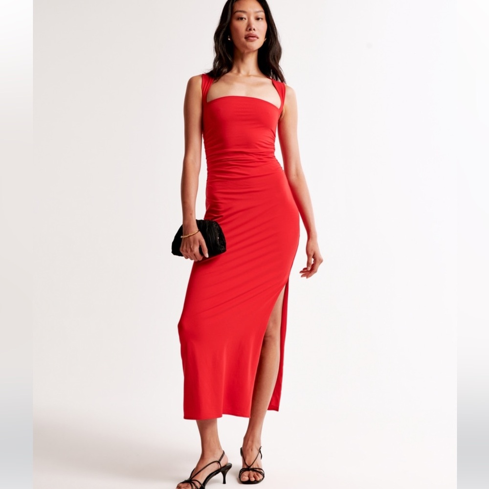 Long Red Square neck Abercrombie dress NWT